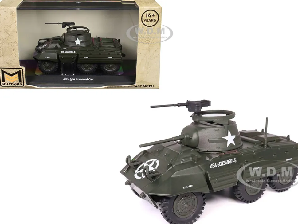 M8 Light Armored Car Olive Drab "United States Army" 1/43 Diecast Model by Militaria Die Cast