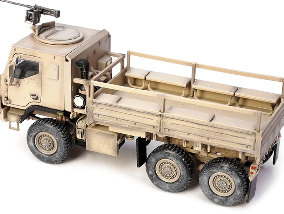 M1083 MTV Medium Tactical Vehicle Armored Cab Cargo Truck with Turret Desert Camouflage US Army Armor Premium Series 1/72 Diecast Model Panzerkampf 12219PA