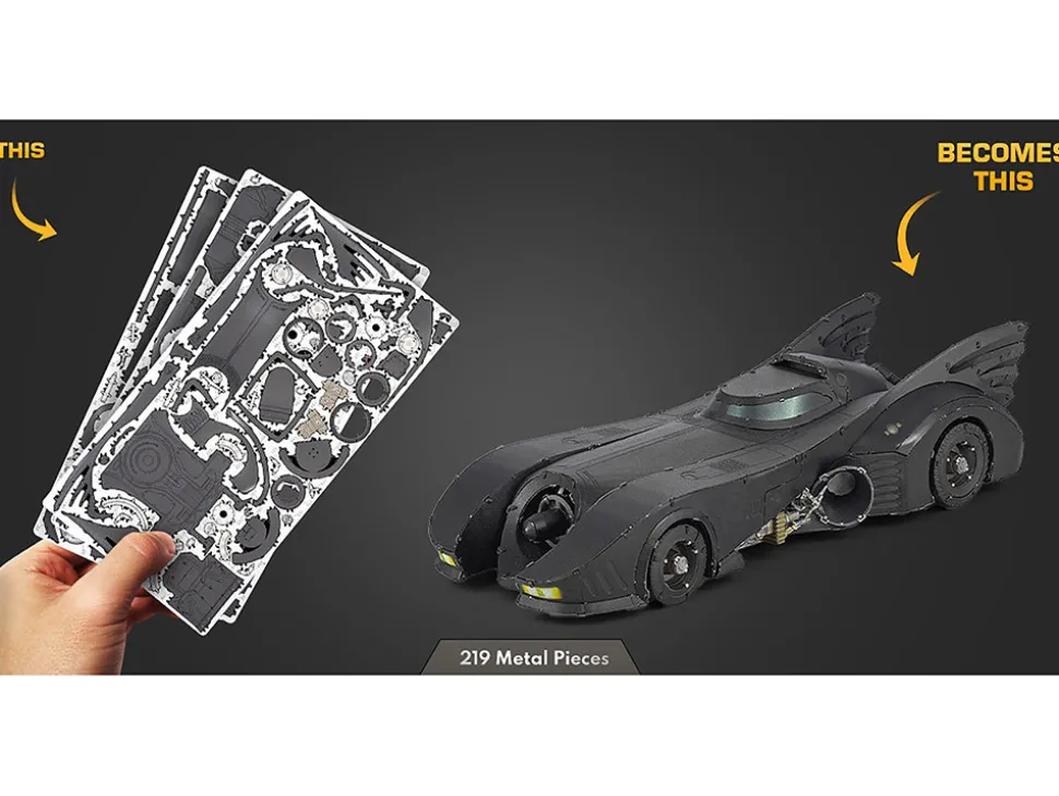 Model Kit 1989 Batmobile Black "Batman" (1989) Movie (Challenging Difficulty) Steel Model by Metal Earth