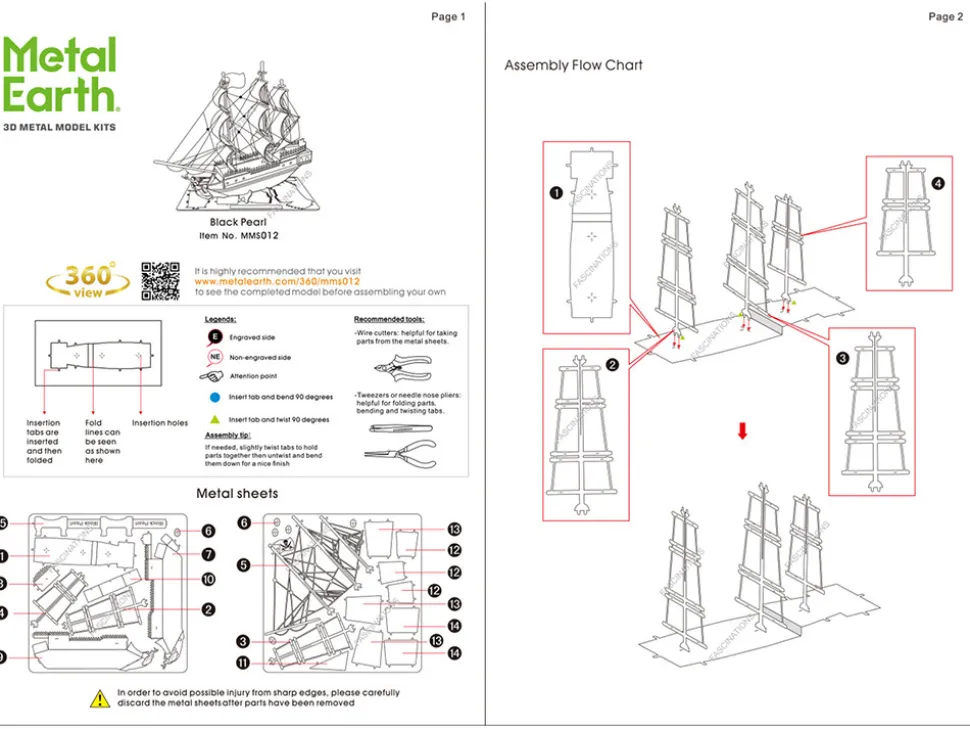 Model Kit Black Pearl Ship (Moderate Difficulty) Steel Model by Metal Earth