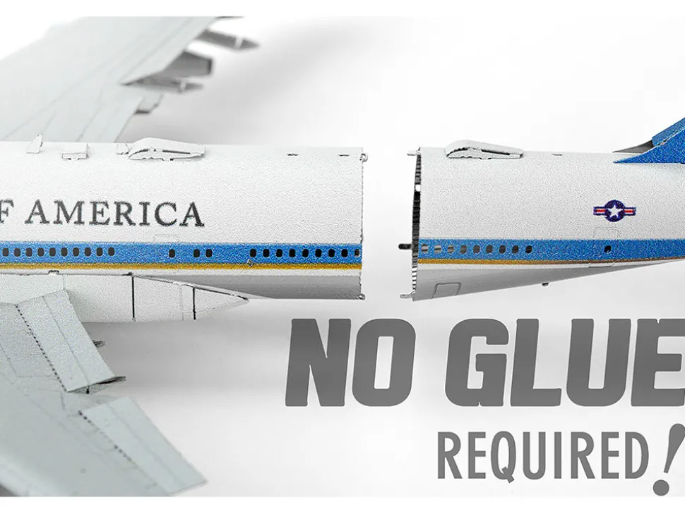 Model Kit Boeing 747 Transport Aircraft "Air Force One Presidential Plane" United States Air Force (Moderate Difficulty) Steel Model by Metal Earth