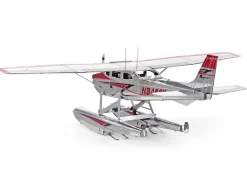 Model Kit Cessna 182 Floatplane White and Red (Moderate Difficulty) Steel Model by Metal Earth
