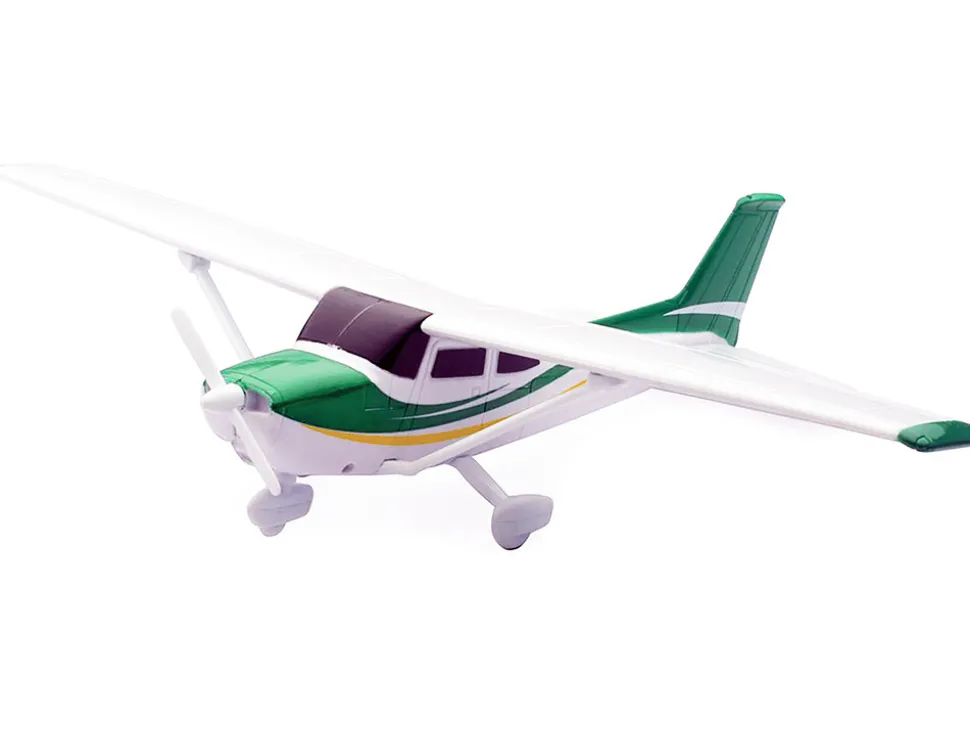 Model Kit Cessna 172 Skyhawk Aircraft White with Green and Yellow Stripes "Sky Pilot" Series 1/42 Plastic Model Kit by New Ray