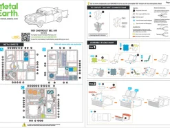 Model Kit 1957 Chevrolet Bel Air Turquoise with White Top (Challenging Difficulty) Steel Model by Metal Earth