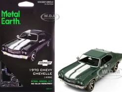Model Kit 1970 Chevrolet Chevelle SS Green with White Stripes (Challenging Difficulty) Steel Model by Metal Earth