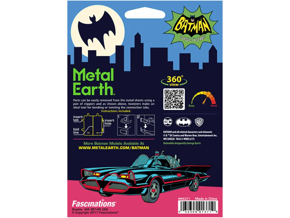 Model Kit 1966 Classic TV Series Batmobile "Batman" (1966) TV Series (Challenging Difficulty) Steel Model by Metal Earth