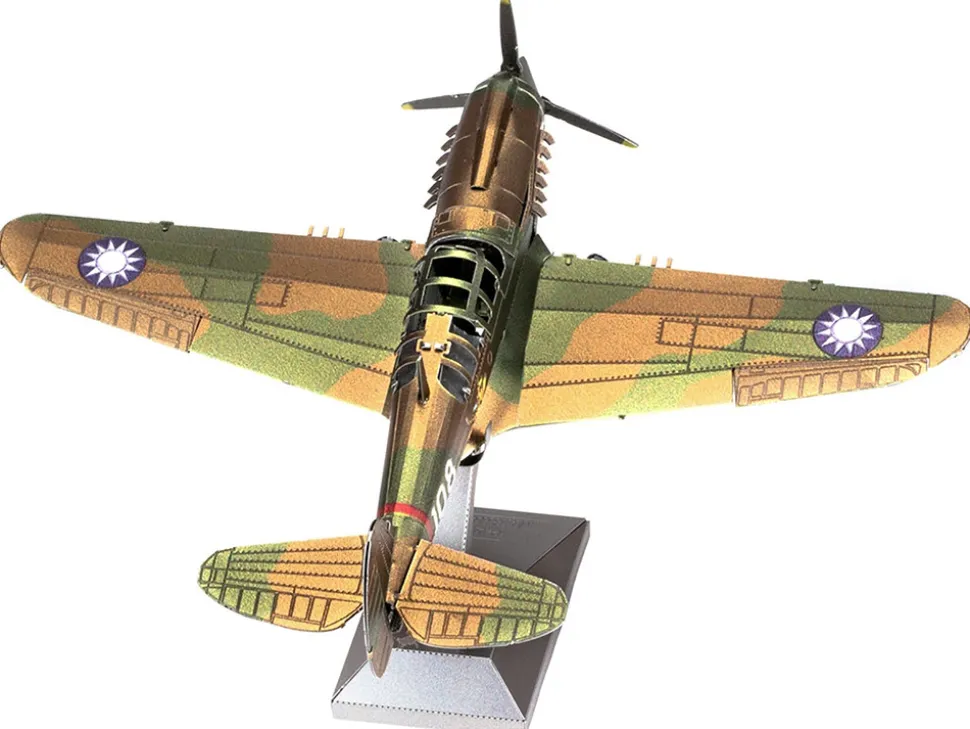 Model Kit Curtiss P-40 Warhawk Fighter-Bomber Aircraft "American Volunteer Group (AVG) Chinese Air Force" (Moderate Difficulty) Steel Model by Metal Earth