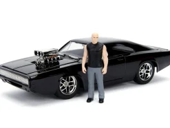 Model Kit Dodge Charger R/T Black and Dom Diecast Figure "Fast & Furious" Movie "Build N' Collect" Series 1/24 Diecast Model Car by Jada