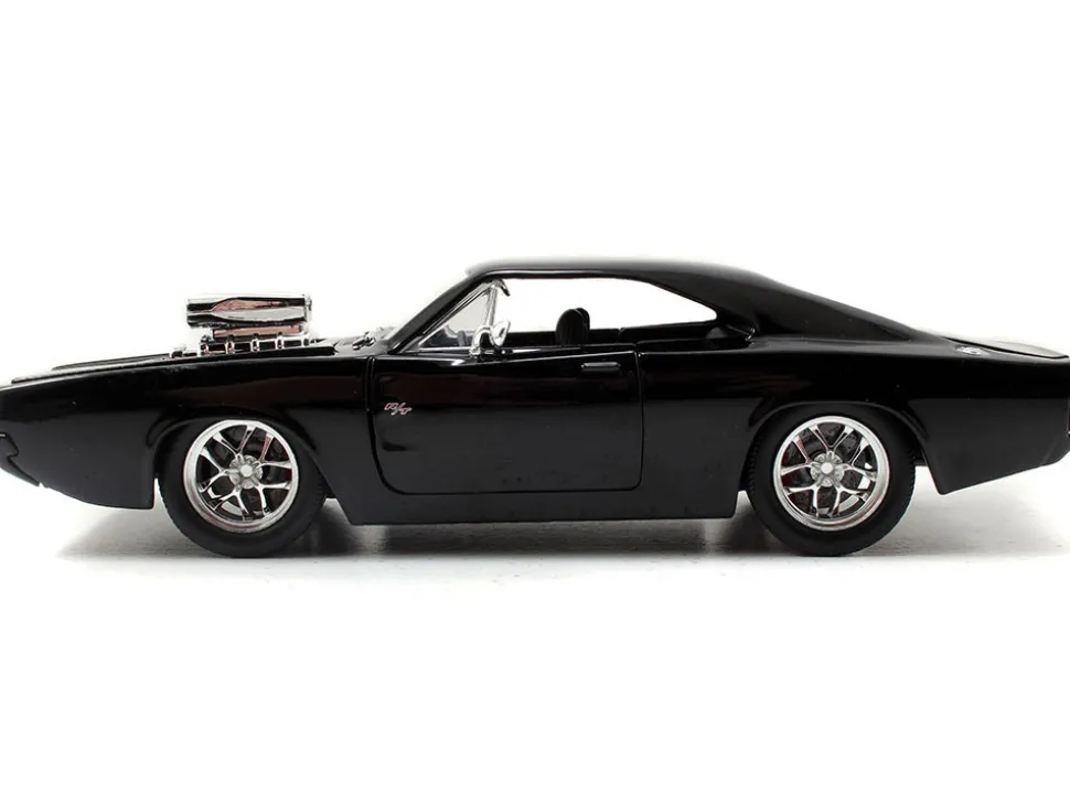 Model Kit Dodge Charger R/T Black and Dom Diecast Figure "Fast & Furious" Movie "Build N' Collect" Series 1/24 Diecast Model Car by Jada