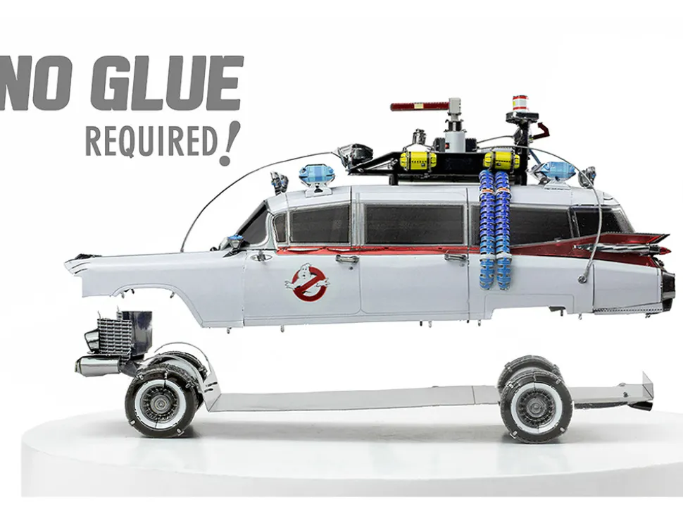 Model Kit Ecto-1 Car White "Ghostbusters" (1984) Movie (Challenging Difficulty) Steel Model by Metal Earth
