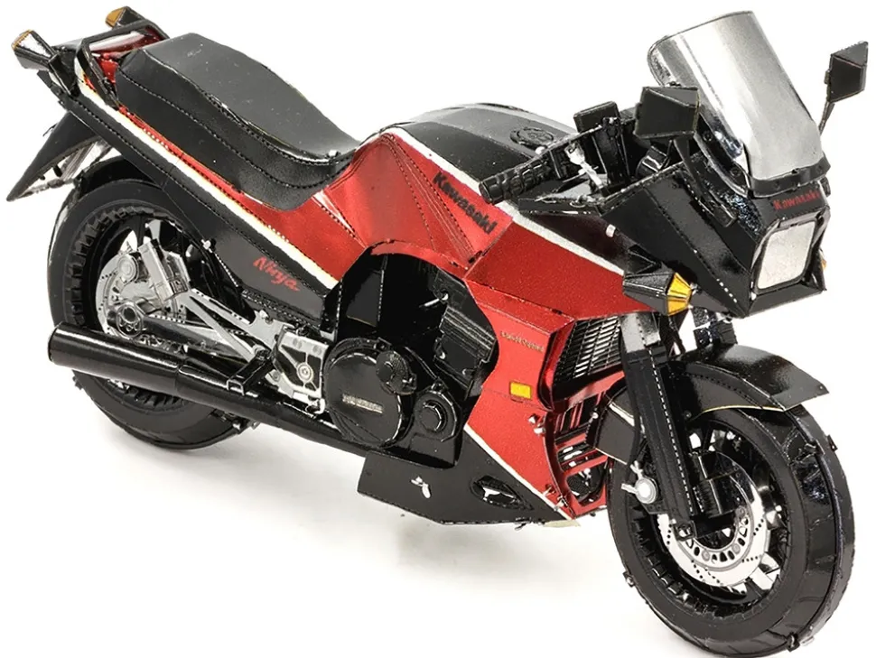 Model Kit Kawasaki GPz900R Motorcycle Red and Black (Challenging Difficulty) Steel Model by Metal Earth