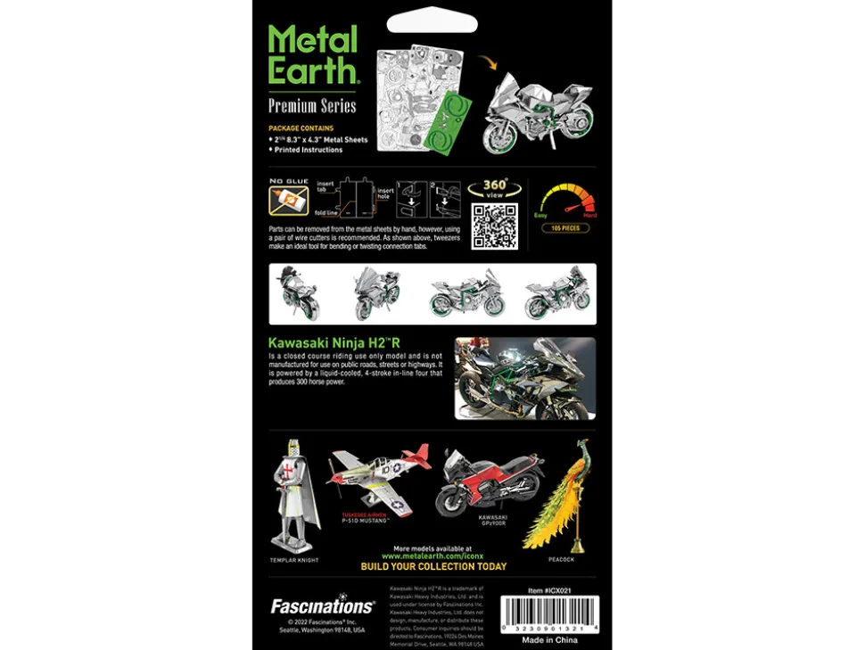 Model Kit Kawasaki Ninja H2R Motorcycle (Expert Difficulty) Steel Model by Metal Earth