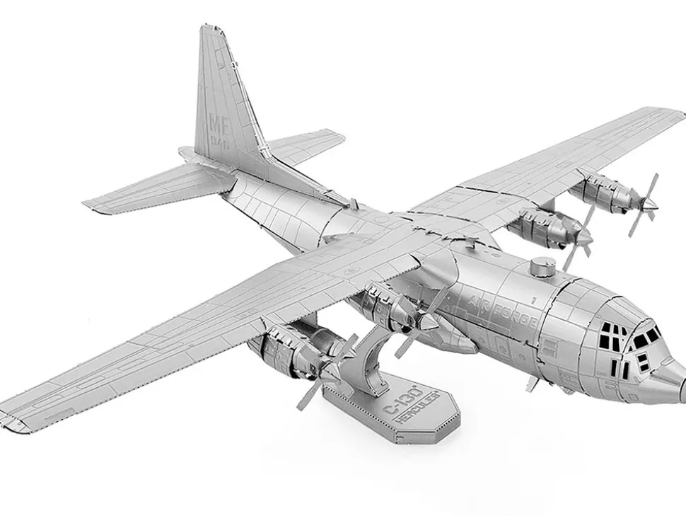 Model Kit Lockheed C-130 Hercules Transport Aircraft "United States Air Force" (Moderate Difficulty) Steel Model by Metal Earth