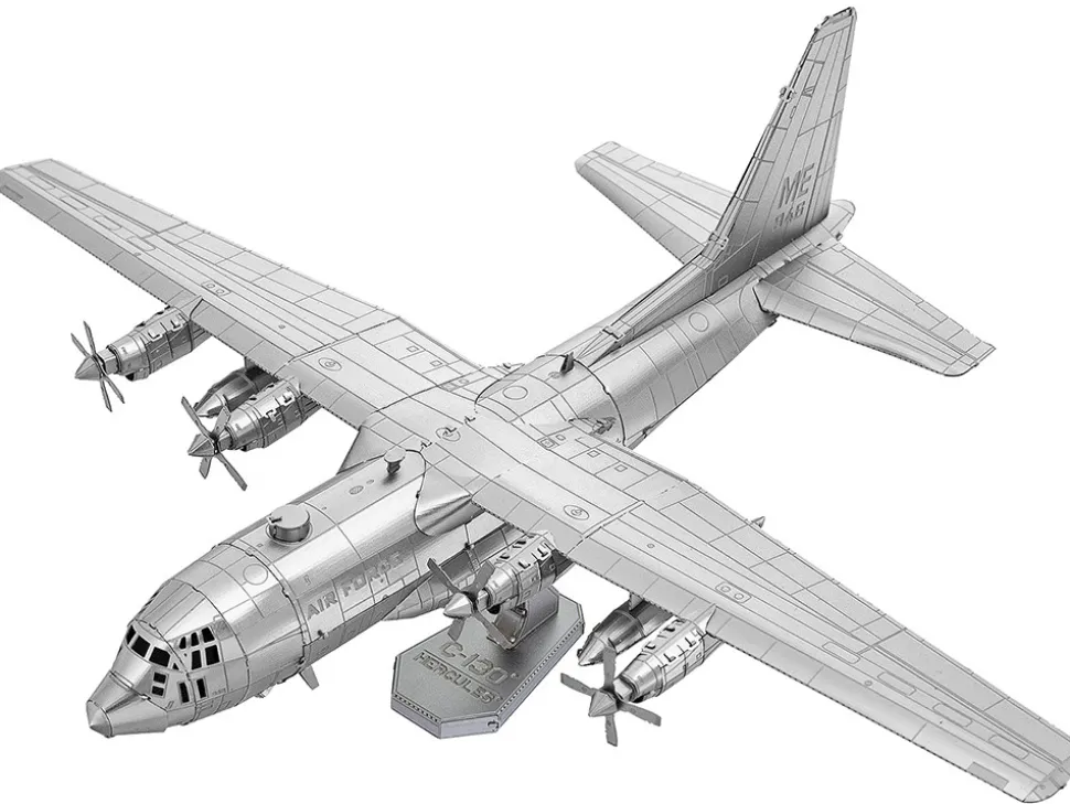 Model Kit Lockheed C-130 Hercules Transport Aircraft "United States Air Force" (Moderate Difficulty) Steel Model by Metal Earth