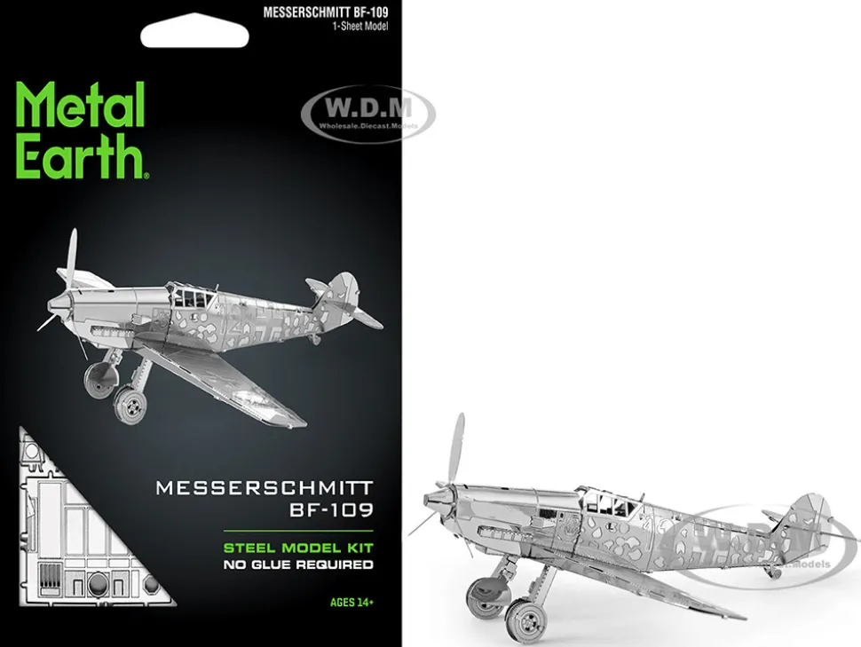 Model Kit Messerschmitt BF-109 Fighter Aircraft "German Luftwaffe" (Moderate Difficulty) Steel Model by Metal Earth