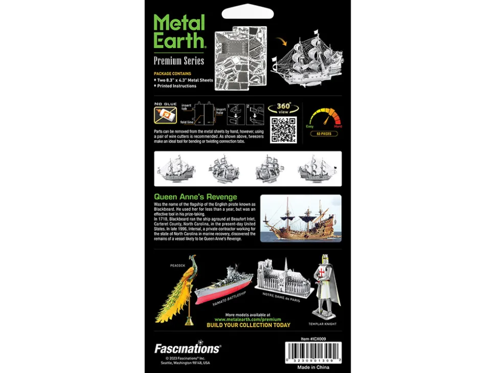 Model Kit Queen Anne's Revenge Ship (Challenging Difficulty) Steel Model by Metal Earth