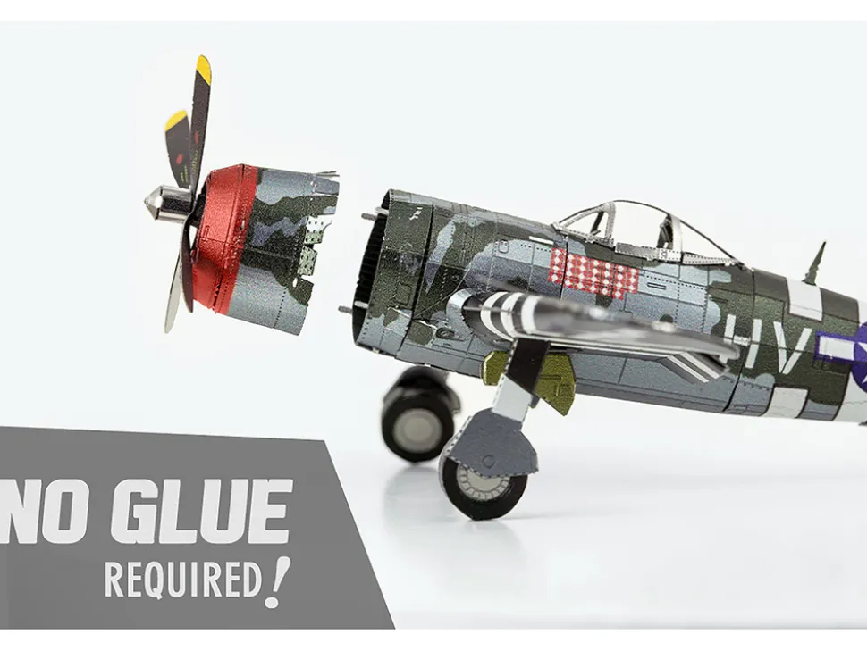 Model Kit Republic P-47 Thunderbolt Fighter Aircraft "The Jug" United States Army Air Forces (Moderate Difficulty) Steel Model by Metal Earth
