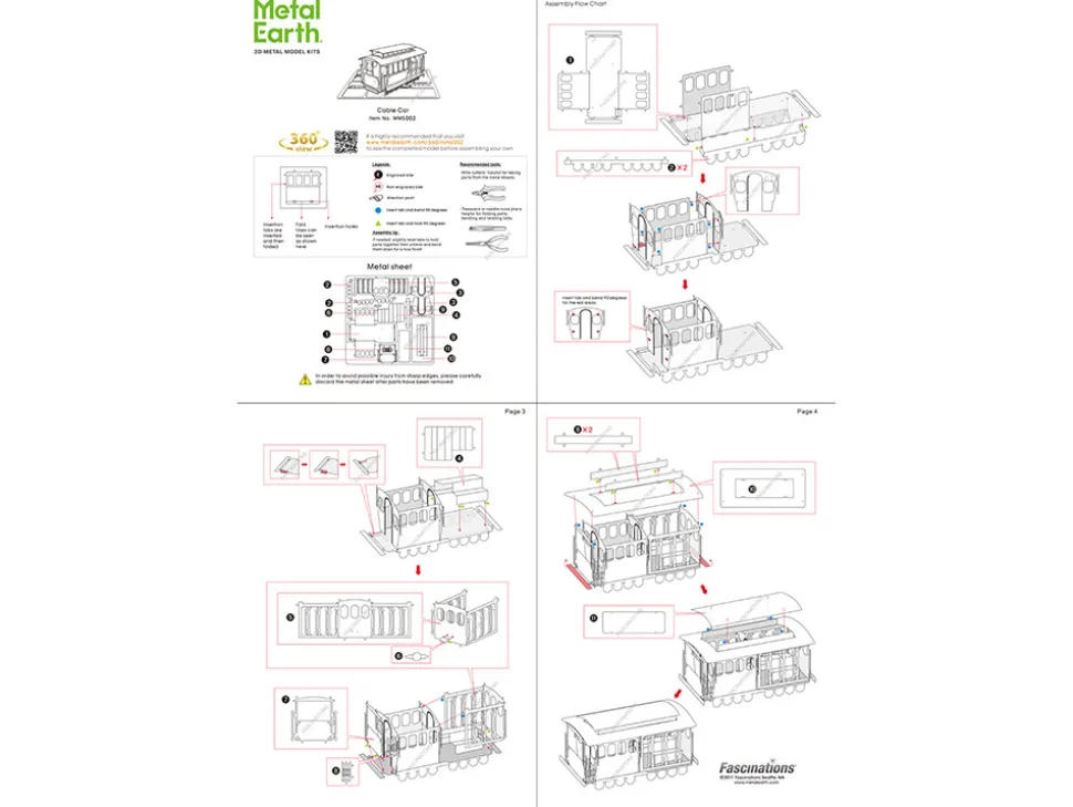 Model Kit San Francisco Cable Car "Powel & Mason St" (Easy Difficulty) Steel Model by Metal Earth