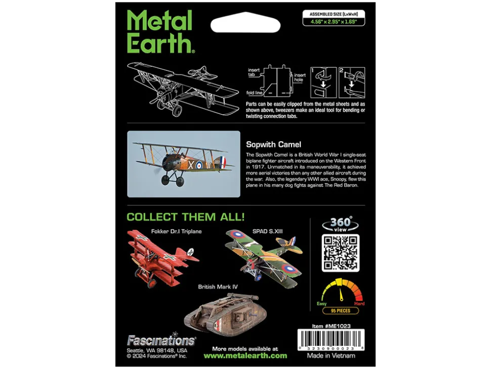 Model Kit Sopwith Camel Aircraft "World War I" British Royal Flying Corps (Moderate Difficulty) Steel Model by Metal Earth