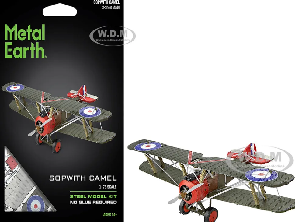 Model Kit Sopwith Camel Aircraft "World War I" British Royal Flying Corps (Moderate Difficulty) Steel Model by Metal Earth