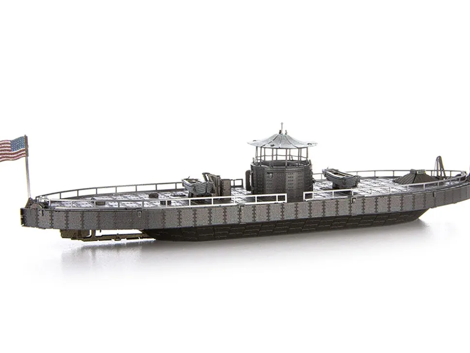 Model Kit USS Monitor and USS Merrimack Ironclad Warships "Battle of the Ironclads" (Challenging Difficulty) Steel Model by Metal Earth