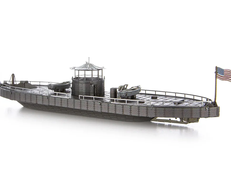 Model Kit USS Monitor and USS Merrimack Ironclad Warships "Battle of the Ironclads" (Challenging Difficulty) Steel Model by Metal Earth