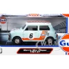 1961-1967 Morris Mini Cooper RHD Right Hand Drive #6 Gulf Oil Light Blue Orange Stripes Checkered Top City Classics Series 1/18 Diecast Model Car Motormax 79743