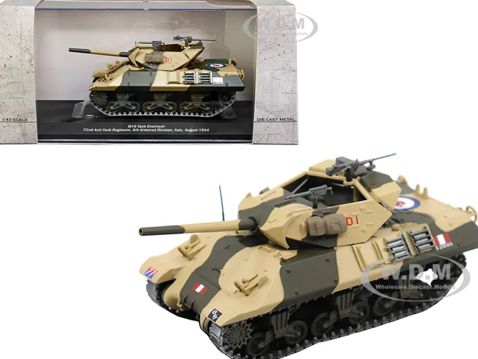 M10 Tank Destroyer D1 #77 U.S.A. 72nd Anti-Tank Regiment 6th Armored Division Italy August 1944 1/43 Diecast Model AFVs WWII 23191-44