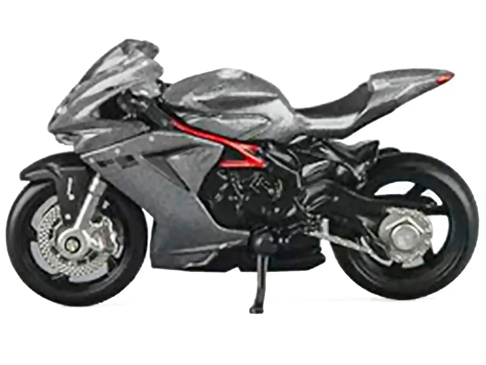 2022 MV Agusta F3 Rosso Motorcycle Silver Metallic with Figure 1/64 Diecast Model by CM Model