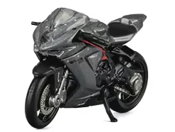 2022 MV Agusta F3 Rosso Motorcycle Silver Metallic with Figure 1/64 Diecast Model by CM Model