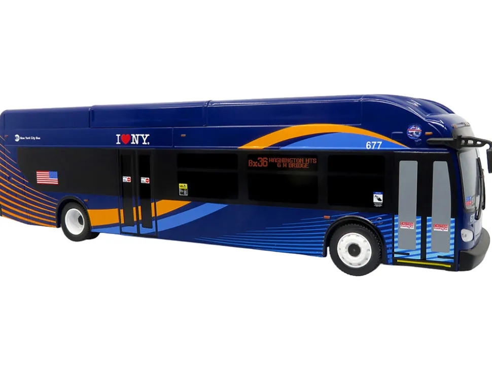 New Flyer Xcelsior Transit Bus Bank "MTA New York City" Blue with Graphics "The Bus & Motorcoach Collection" Limited Edition to 504 Pieces Worldwide 1/43 Model by Iconic Replicas