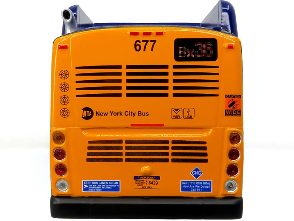 New Flyer Xcelsior Transit Bus Bank "MTA New York City" Blue with Graphics "The Bus & Motorcoach Collection" Limited Edition to 504 Pieces Worldwide 1/43 Model by Iconic Replicas