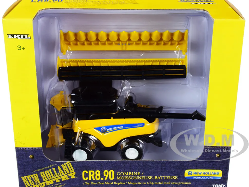 New Holland CR8.90 Combine Yellow Corn Head Draper Head New Holland Agriculture Series 1/64 Diecast Models ERTL TOMY 13870