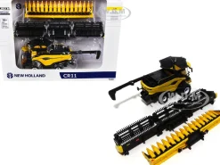 New Holland CR11 Dual-Wheeled Combine with 16-Row Corn Head and Draper Grain Head Yellow "Prestige Collection" Series 1/64 Diecast Model by ERTL TOMY
