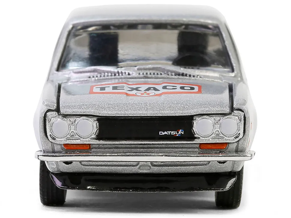 1970 Nissan Datsun 510 #28 "Texaco" Silver Metallic and White with Red Stripes "Texaco Special Edition" Series 1 1/64 Diecast Model Car by Greenlight