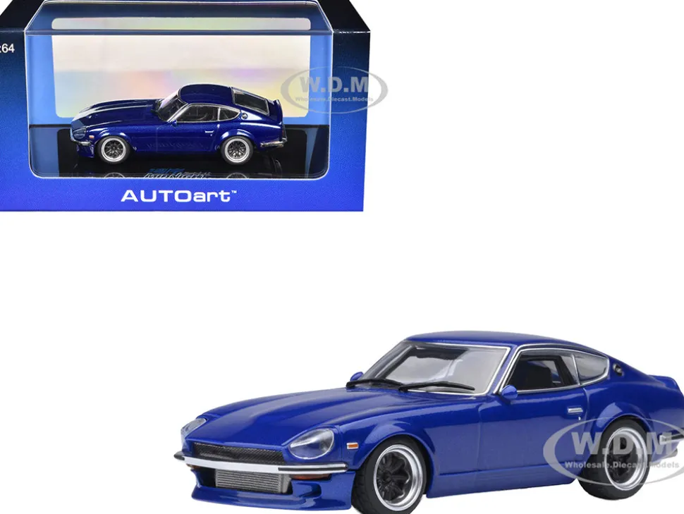 Nissan Fairlady Z RHD (Right Hand Drive) "Akuma No Z" Blue Metallic "Wangan Midnight - Comic #4 Version" Manga 1/64 Model Car by Autoart