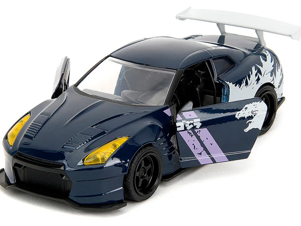 2009 Nissan GT-R (R35) Ben Sopra Dark Blue with Graphics "Godzilla" "Hollywood Rides" Series 1/32 Diecast Model Car by Jada