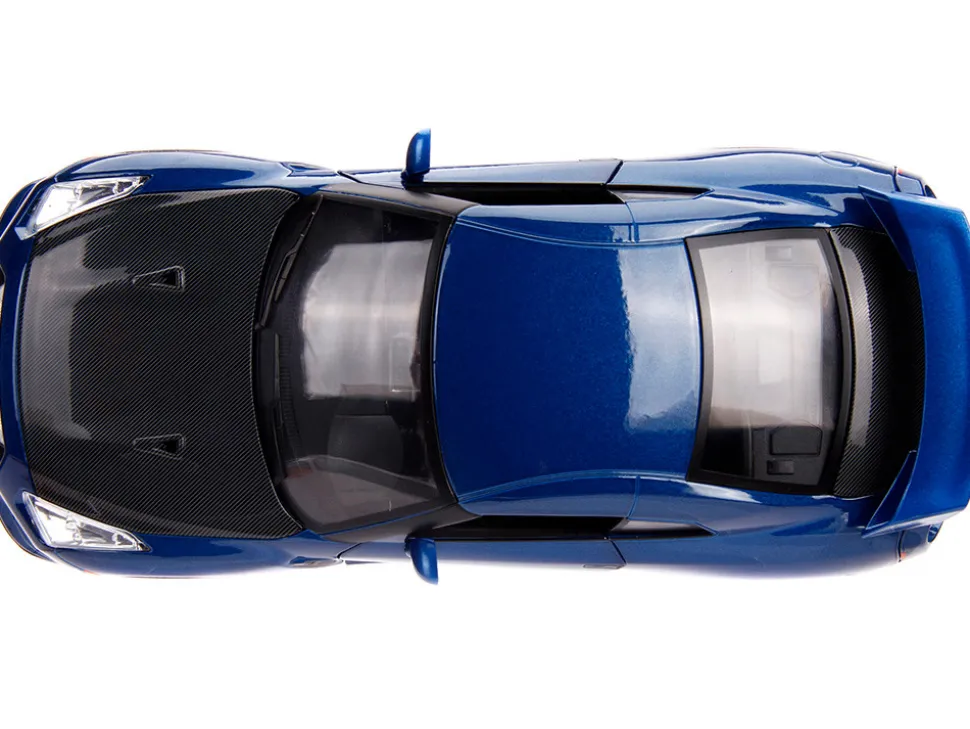 2009 Nissan GT-R R35 Blue Metallic Carbon Lights Brian Figurine Fast & Furious Movie 1/18 Diecast Model Car Jada 31142