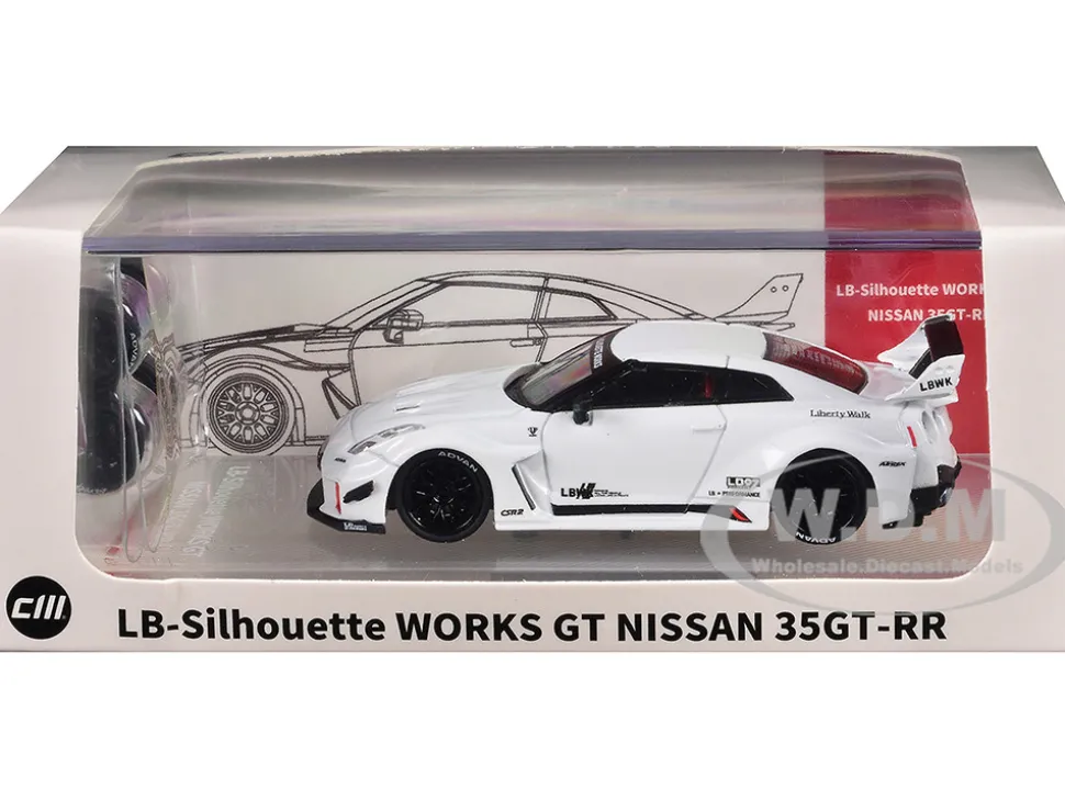 Nissan 35GT-RR "LB-Silhouette Works GT" RHD (Right Hand Drive) White with Extra Wheels 1/64 Diecast Model Car by CM Model