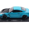 2023 Nissan GT-R (R35) Liberty Walk Body Kit 2.0 RHD (Right Hand Drive) Baby Blue with Carbon Hood 1/18 Diecast Model Car by Solido