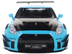 2023 Nissan GT-R (R35) Liberty Walk Body Kit 2.0 RHD (Right Hand Drive) Baby Blue with Carbon Hood 1/18 Diecast Model Car by Solido