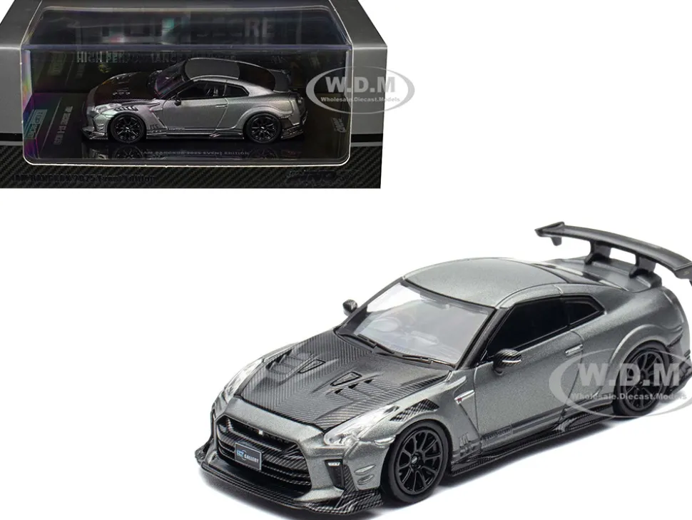 Nissan GT-R (R35) "Top Secret" RHD (Right Hand Drive) Gray Metallic with Carbon Hood "IAM Bangkok 2025 Event Edition" 1/64 Diecast Model Car by Inno Models