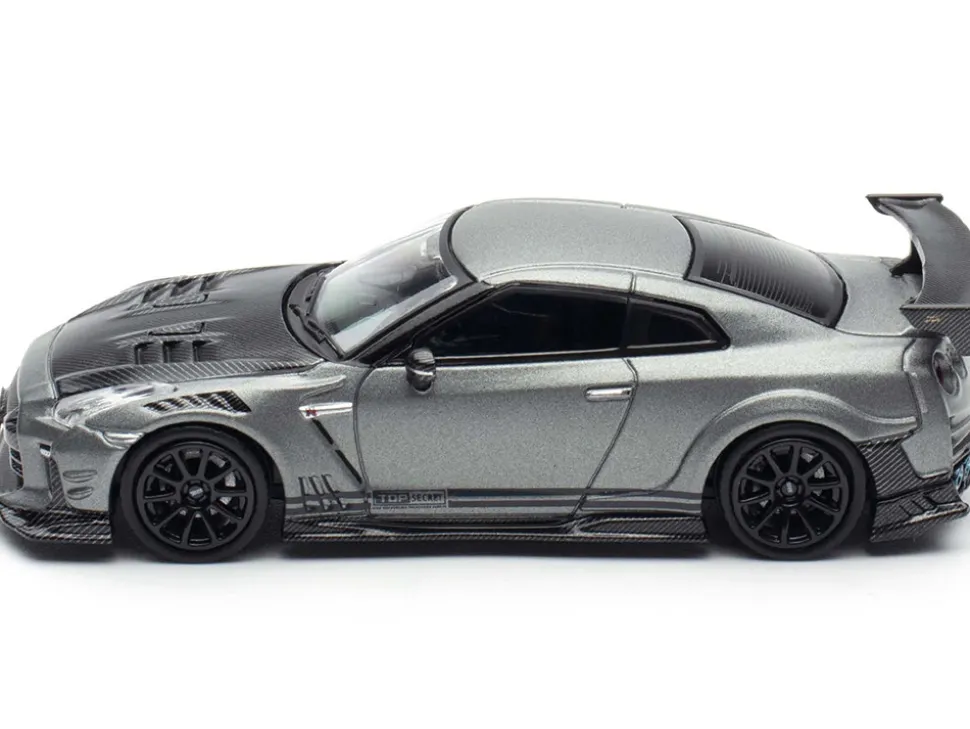 Nissan GT-R (R35) "Top Secret" RHD (Right Hand Drive) Gray Metallic with Carbon Hood "IAM Bangkok 2025 Event Edition" 1/64 Diecast Model Car by Inno Models