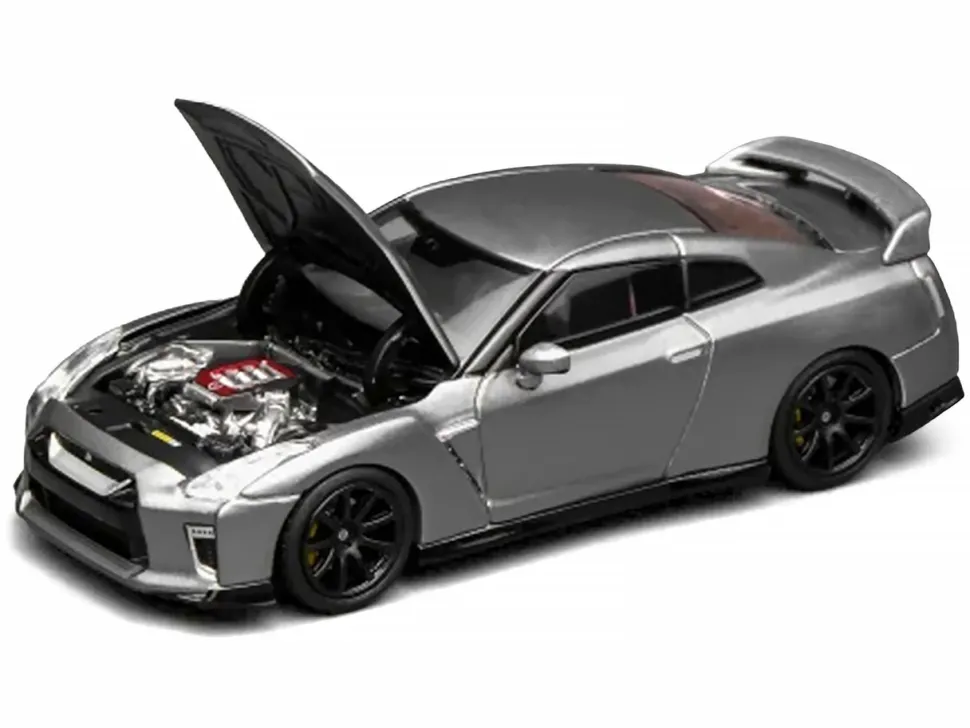 2020 Nissan GT-R (R35) Track Edition Engineered by NISMO RHD (Right Hand Drive) Dark Metal Gray Metallic "Senior 64" Series 1/64 Diecast Model Car by MotorHelix