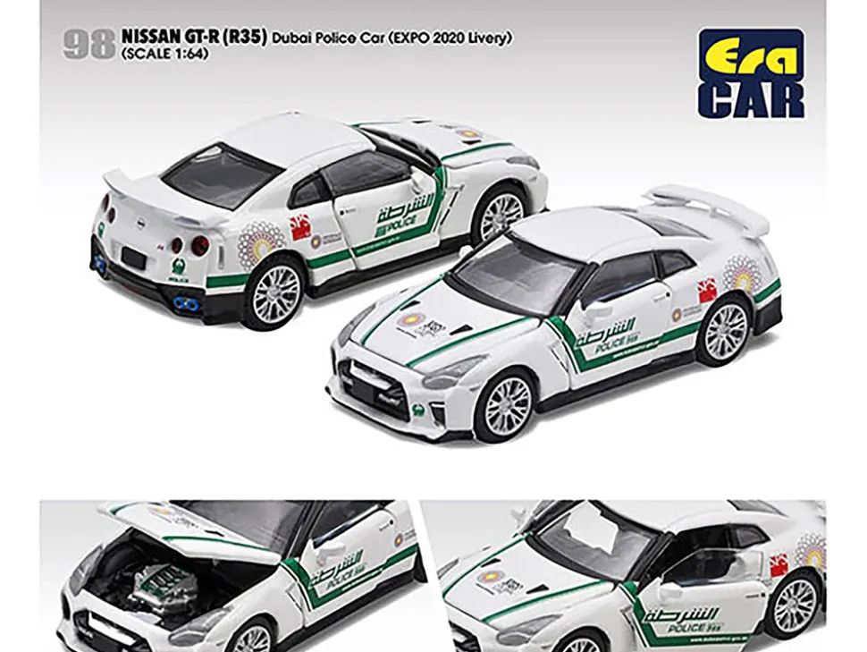 Nissan GT-R R35 White Dubai Police EXPO 2020 Livery Limited Edition to 720 pieces Worldwide 1/64 Diecast Model Car Era Car NS21GTR98