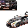 Nissan GT-R (R35) Widebody RHD (Right Hand Drive) Black and White with Graphics "AORUS X INNO64 Limited Edition" 1/64 Diecast Model Car by Inno Models