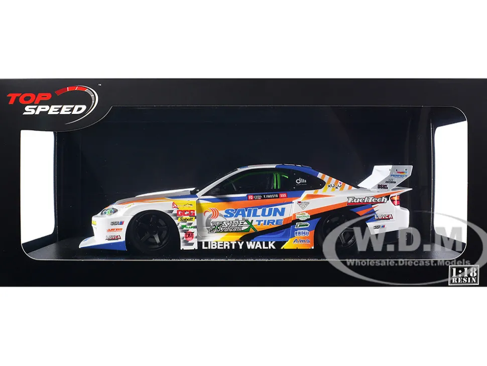 Nissan LB-Super Silhouette S15 SILVIA #555 Yukio Fausto "Formula Drift Japan" (2023) 1/18 Model Car by Top Speed