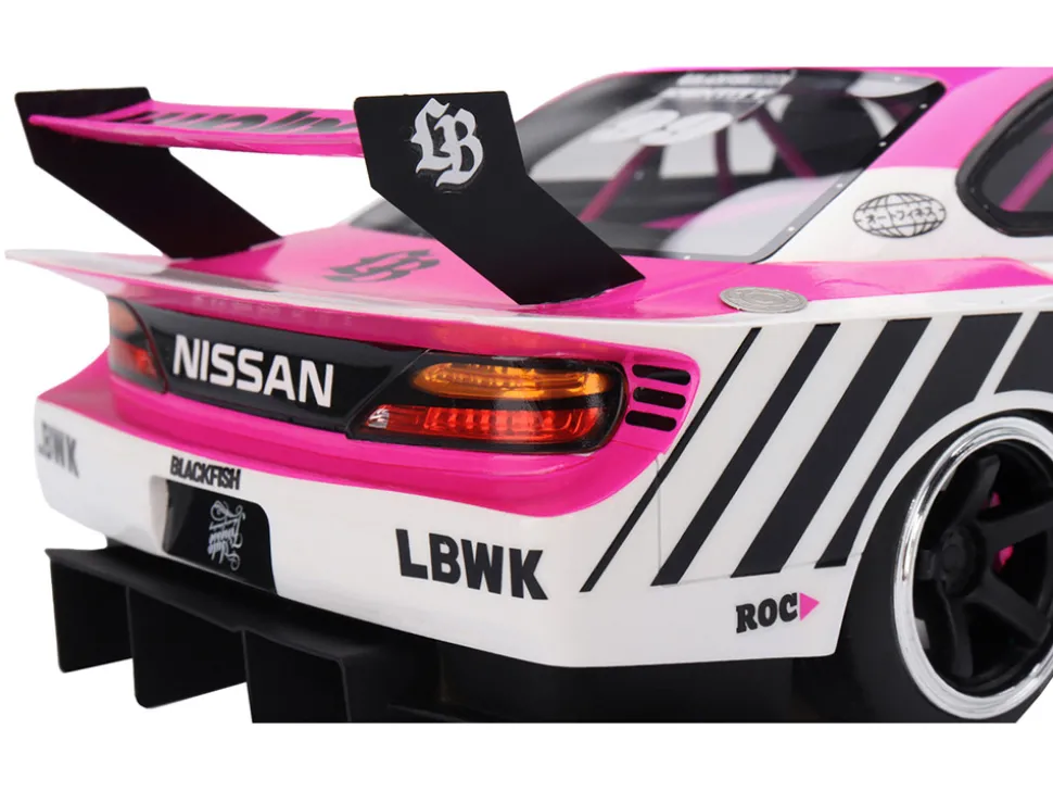 Nissan "LB-Super Silhouette" S15 SILVIA RHD (Right Hand Drive) #99 "Auto Finesse - SEMA 2023" White and Pink 1/18 Model Car by Top Speed