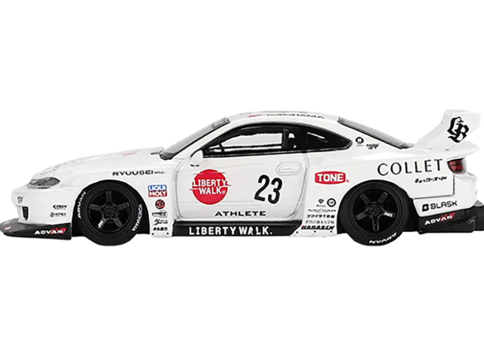 Nissan Silvia (S15) LB-Super Silhouette RHD (Right Hand Drive) #23 "Athlete" White with Graphics Limited Edition 1/64 Diecast Model Car by Mini GT