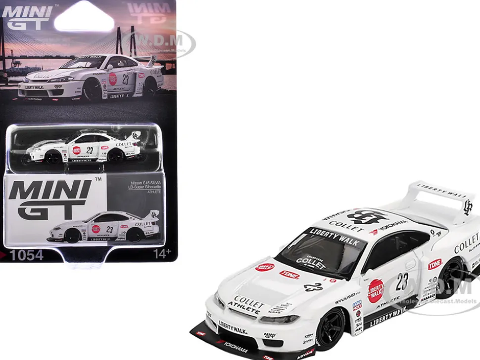 Nissan Silvia (S15) LB-Super Silhouette RHD (Right Hand Drive) #23 "Athlete" White with Graphics Limited Edition 1/64 Diecast Model Car by Mini GT